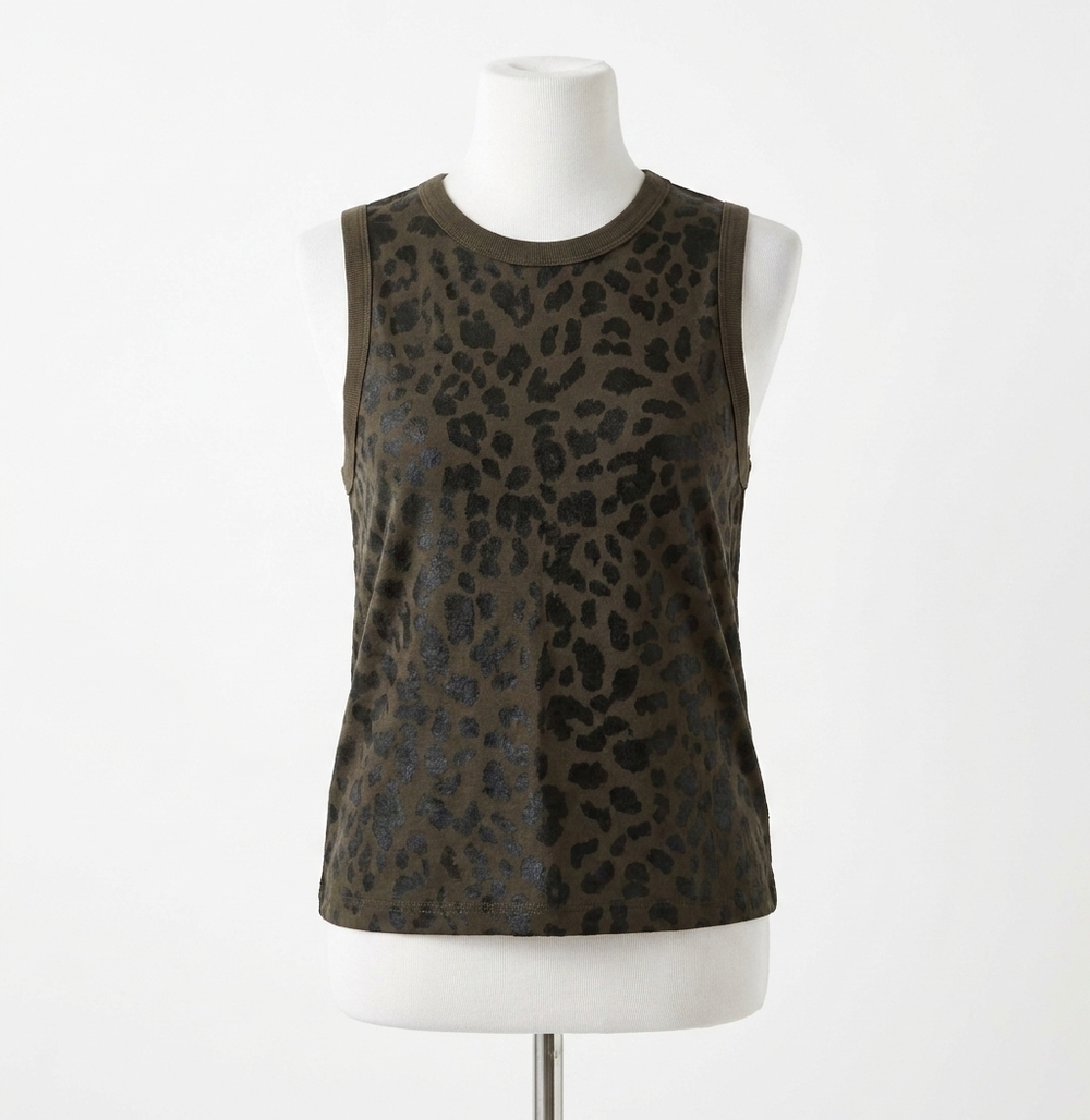 NEW CHASER rpet vintage jersey muscle tank in black foil leopard